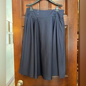 Belle Pogue Navy High Waist A-Line Skirt Women’s 2XL Zipper Button Detail‎